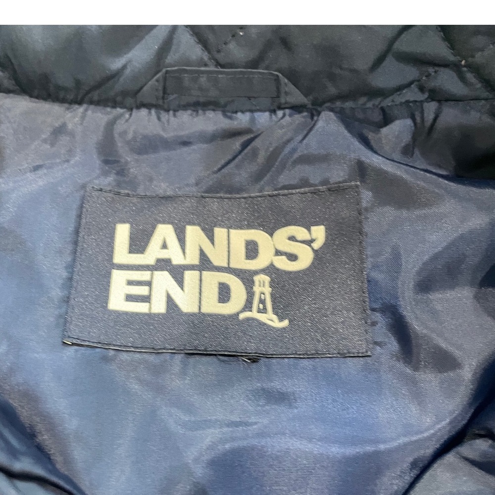 Lands End Mens Navy Blue Diamond Quilted Full Zip Insulated Vest RN 62830 - Picture 3 of 5